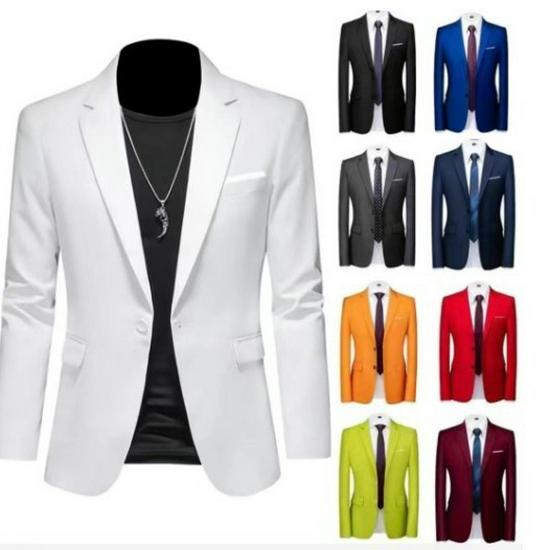 2025 Spring/Autumn Men's Solid Color Single-Button Business Casual Suit Jacket