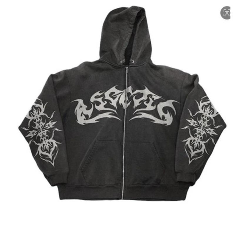 Unisex Dark Gothic Punk Graphic Print Pullover Hoodie Long Sleeve Loose Streetwear Sweatshirt For Men Women