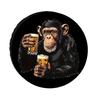 1pc Universal Fit Polyester Spare Tire Cover, Humorous Beer-Drinking Chimp Design, Weather-Resistant Wheel Protector For SUV, Tr