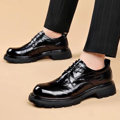 Mode Herren Lederschuhe Plateau Oxfords zum Schnüren Dicke Sohle Für Herren Derby Schuhe Lässige Oxfords Herren Eckige Zehenform Formelle Kleiderschuhe