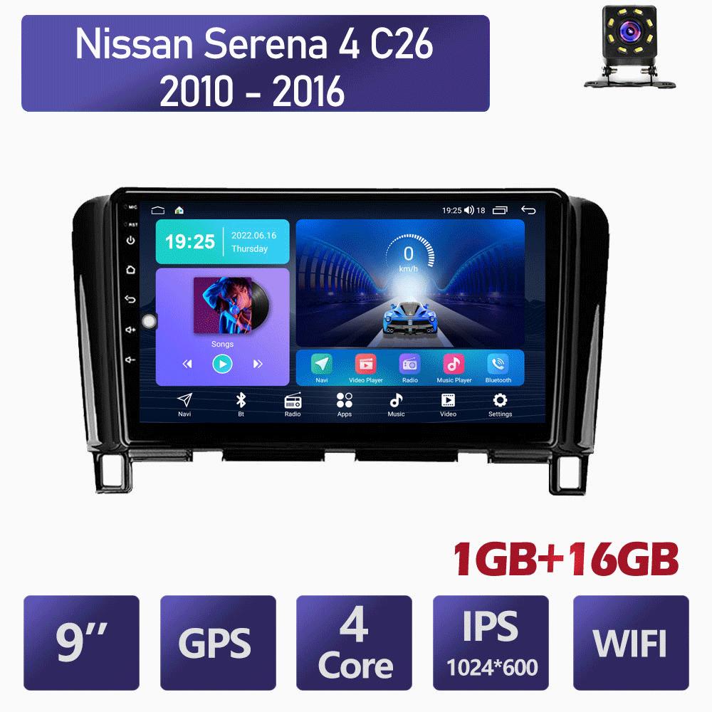

9-дюймовый Android Carplay для Nissan Serena 4 C26 2010-2016, автомобильный радиоприемник, мультимедийный видеоплеер, GPS-навигация, WIFI, 2 + 32 ГБ 1+16GB