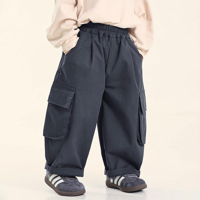 Boys Kids Loose Casual Solid Korean Style Long Trousers For Spring Autumn