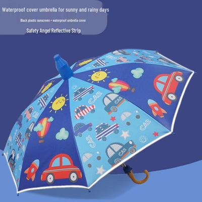 Nanjiao Children's Automatic Cartoon Black Glue Umbrella