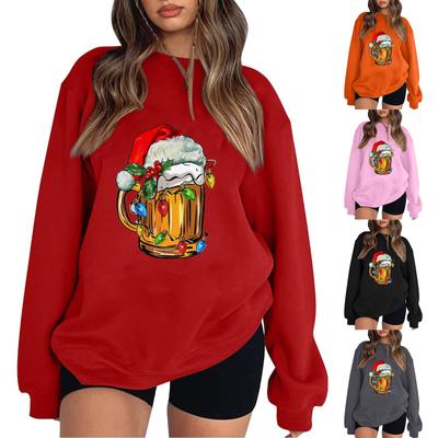 Women's Casual Round Neck Long Sleeved Pullover,Christmas  Printed Top, Long Sleeved Hoodie