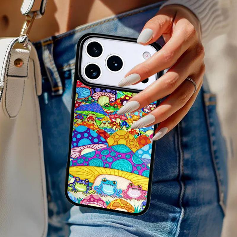 Hippie Mushroom Frog shrooms Phone Case For iPhone 17 Air 14 15 13 12 Max Cover For Apple 14 15 16 16e 11 Pro Max Plus
