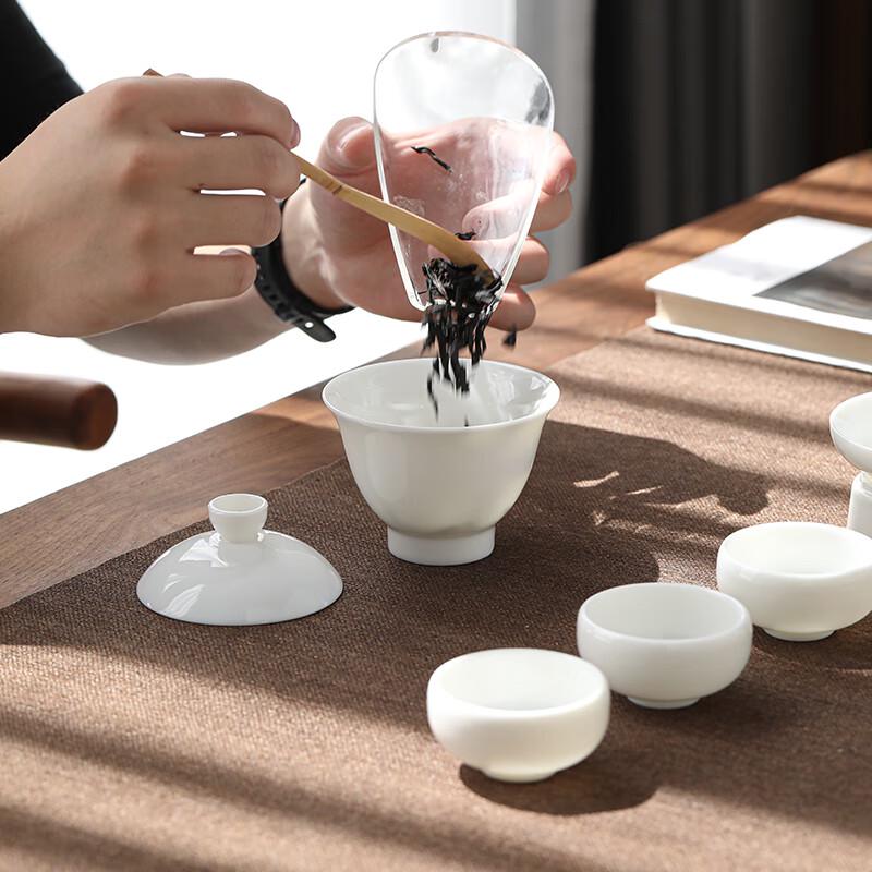 Sushih J0335 Chinese White Porcelain Mutton-Fat Jade Tea Set