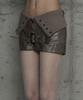 Etosome Front Zipper Belt Leather Skirt Pants (Moca)