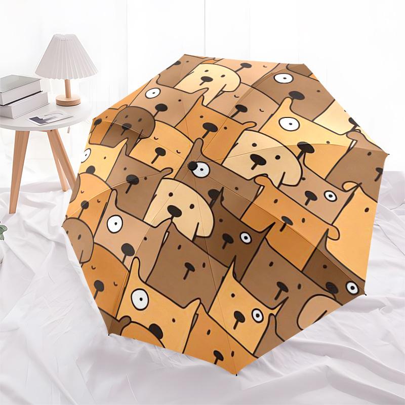 1pc Dogs Pattern Umbrella with Plastic Handle,Compact & Stylish,Cartoon Pattern,Outdoor UmbrellaPT293
