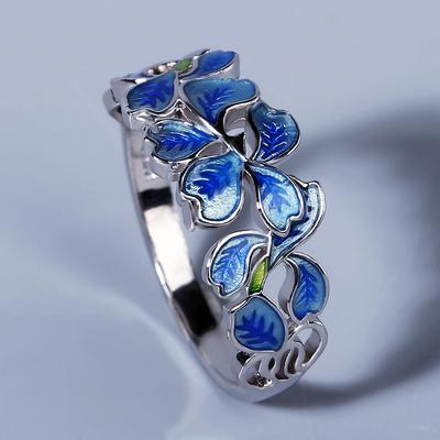 925 Emaille Blume Mode Bunter Eis Ling Blume Ring für Frauen Hochzeitsparty Verlobungsschmuck Geschenk