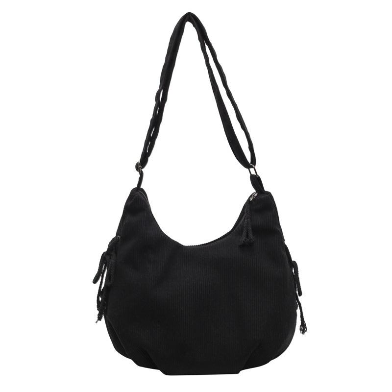 

Новая вельветовая сумка большой вместимости женская сумка сумка-тоут для поездок модная сумка на одно плечо через плечо сумка-пельмень чёрный