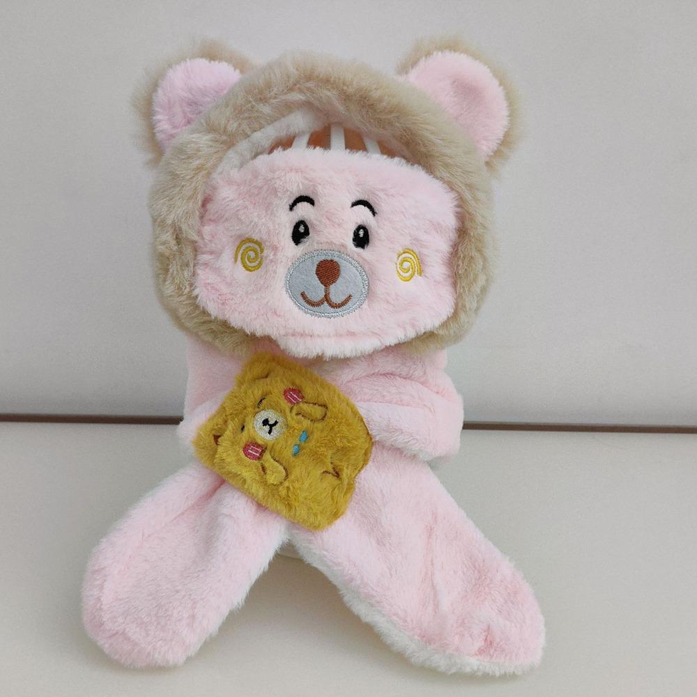 

Winter Ear Protection Cap Cute Cartoon Warm Beanies Fashion Hat Scarf Mask for Children рожевий