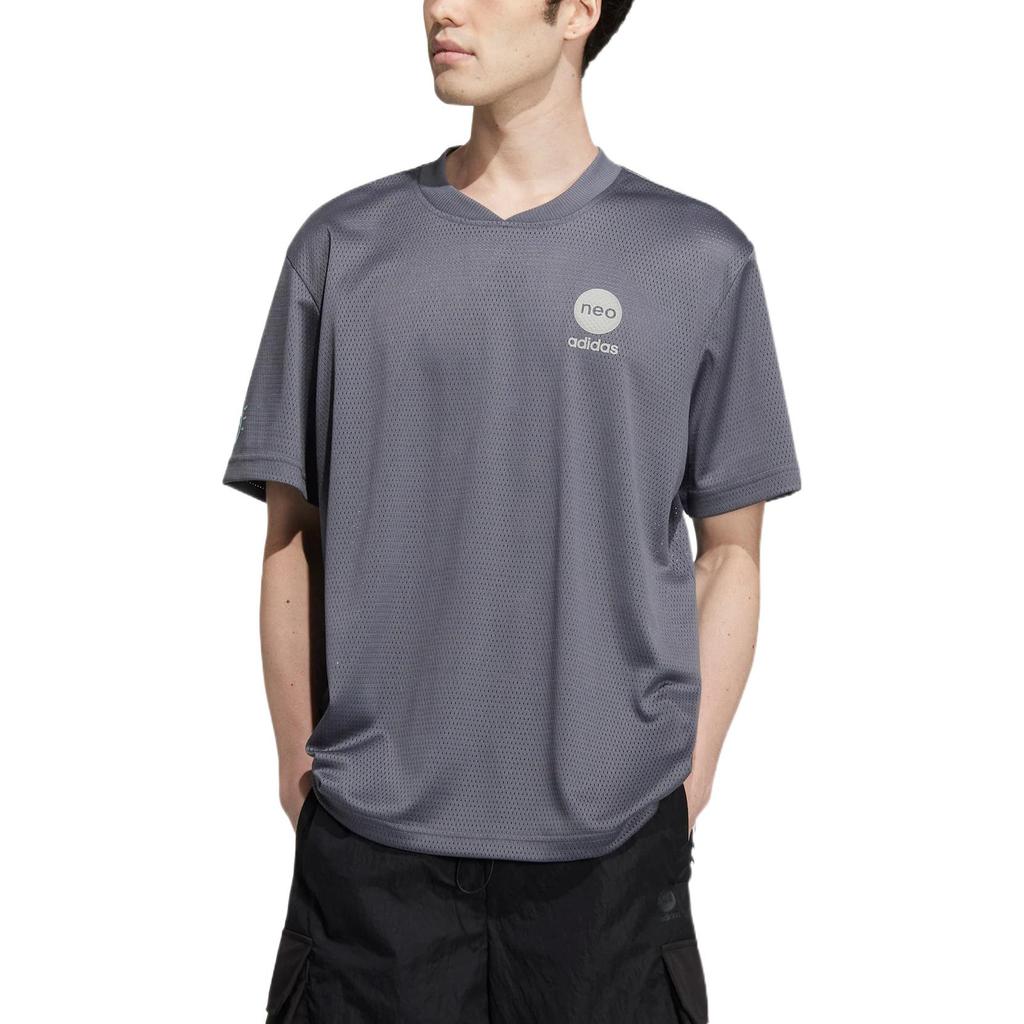 adidas Neo Bb Mesh Tee With Letter Pattern Men Tops Grey HM2045