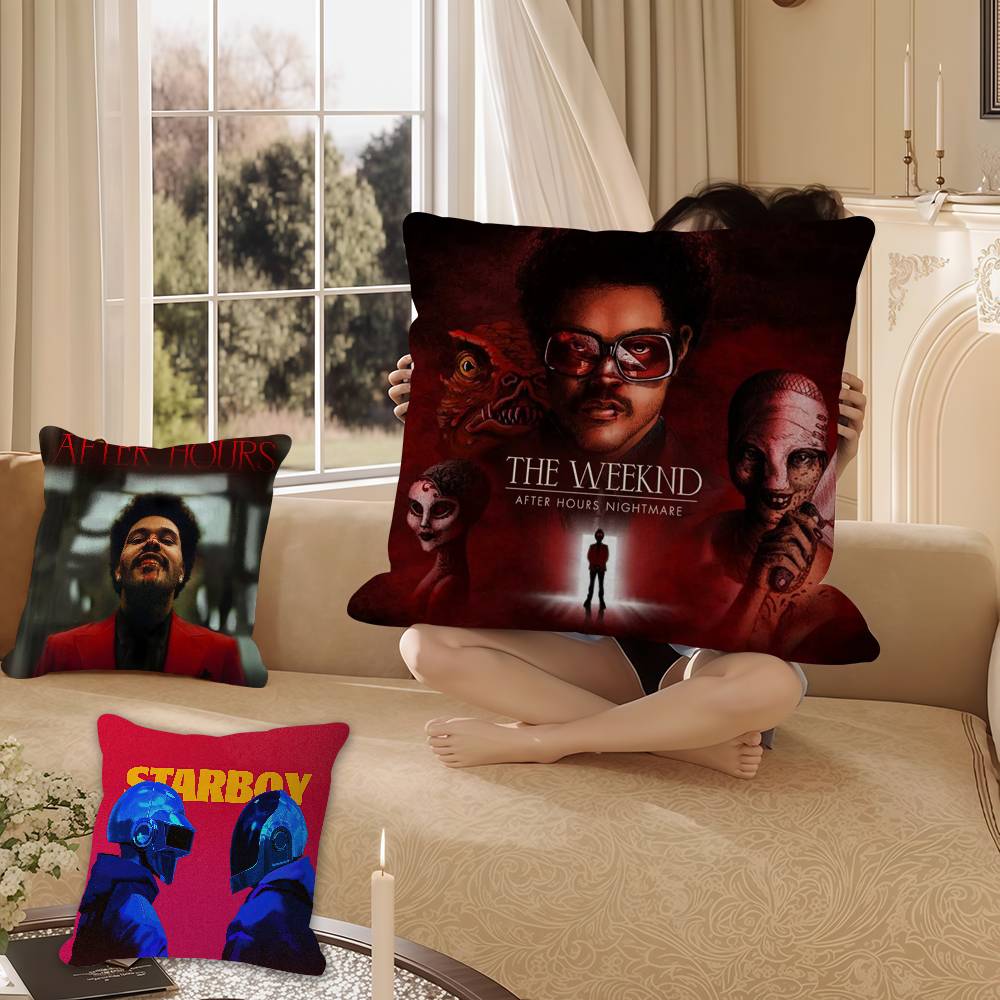 Music Album Star T-The Weeknd Hip Hop Print Pillow Covers Sofa Decorative Home Double-sided Printing Short Plush Cushion Cover