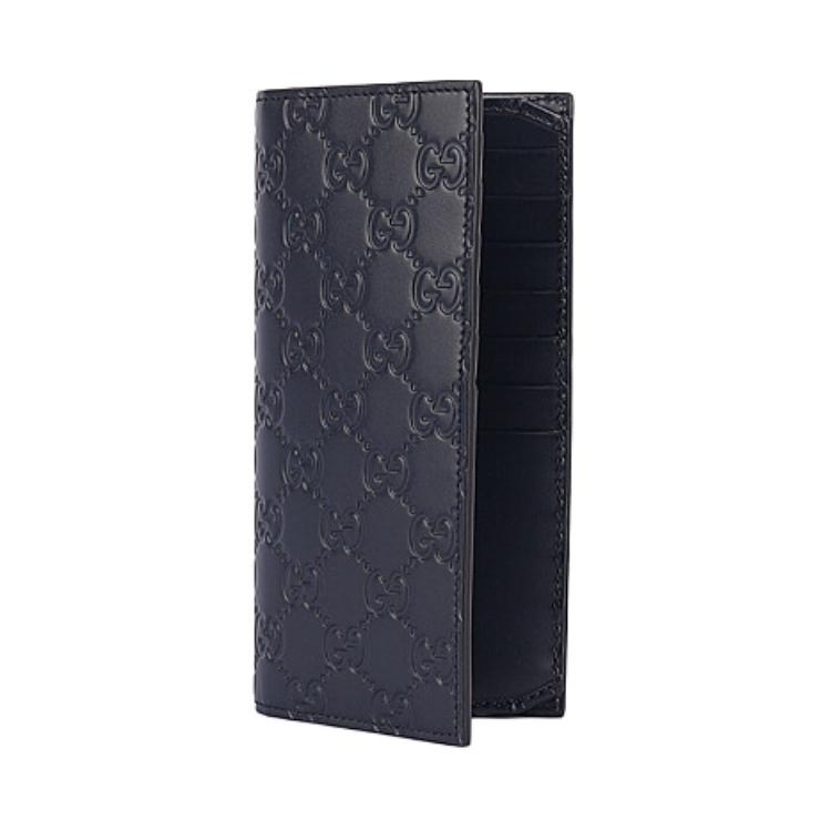 

Gucci GG Embossed Leather Long Bifold Wallet Dark Navy With Silver Hardware For Unisex Daily Use & Gifting Basic Set (Bag+Dust Bag)