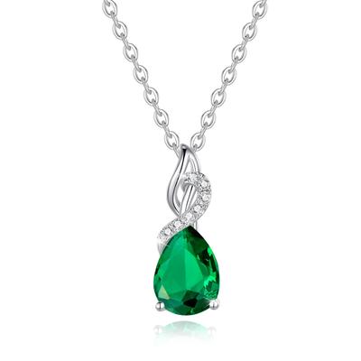 Diamantkette K14 Weißgold Geburtsstein Mai Smaragd Tropfen Lab Grown Diamant Anhänger Silberkette Tag Weihnachten Geburtstag Jahrestag Geschenk