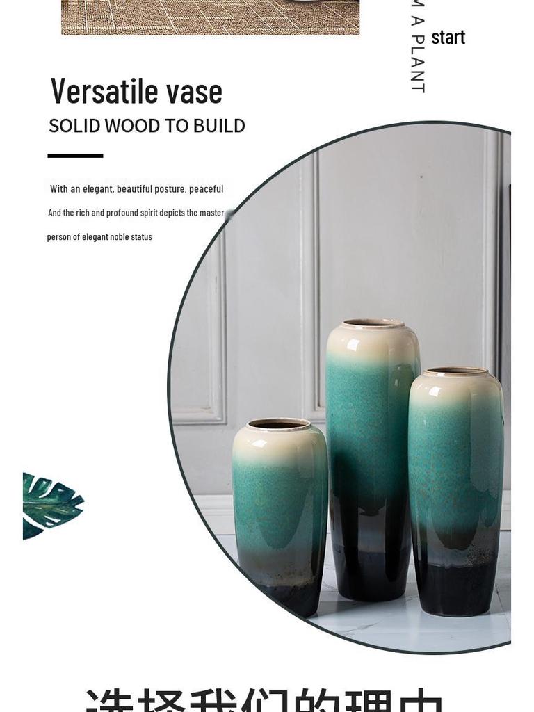 Ceramic Floor Vase for Living Room Dried Flower Arrangement - New Chinese Style Home Decor