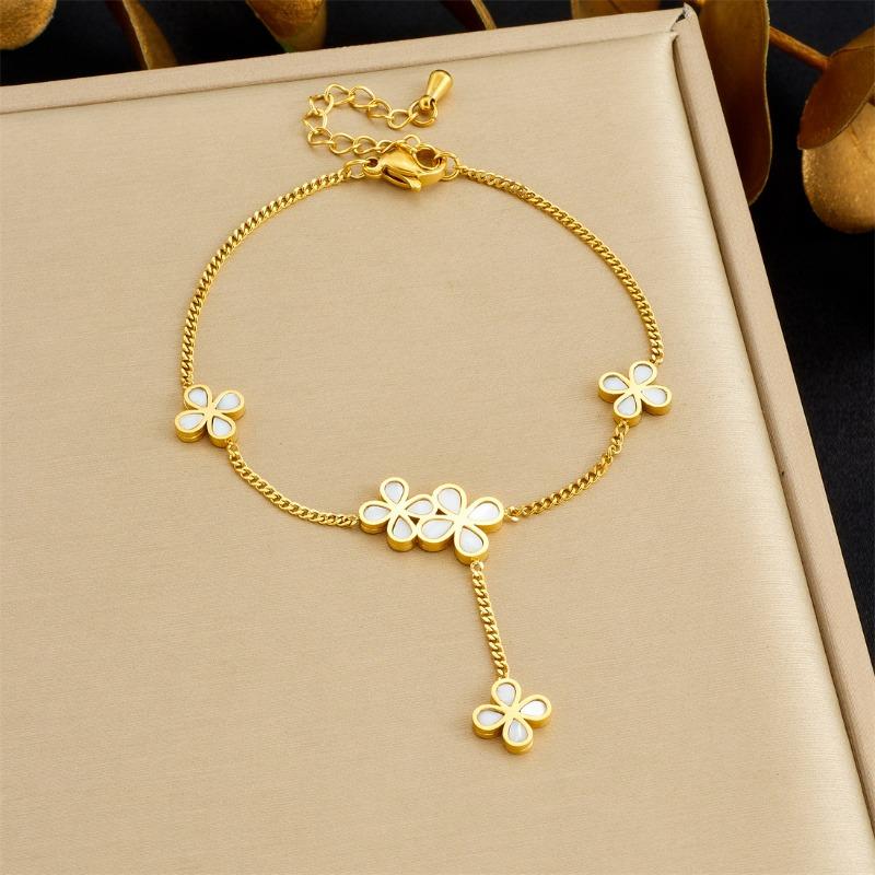 

Gold Multicolor CZ Charm Bracelet белый