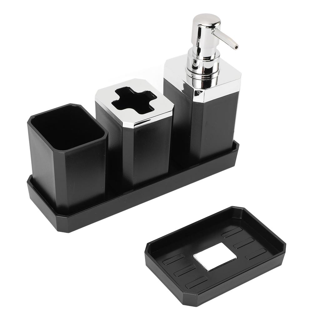 Bathroom Accessories Set Bath Ensemble Set with Toothbrush Holder Cup Lotion Bottles Soap Dish Tray