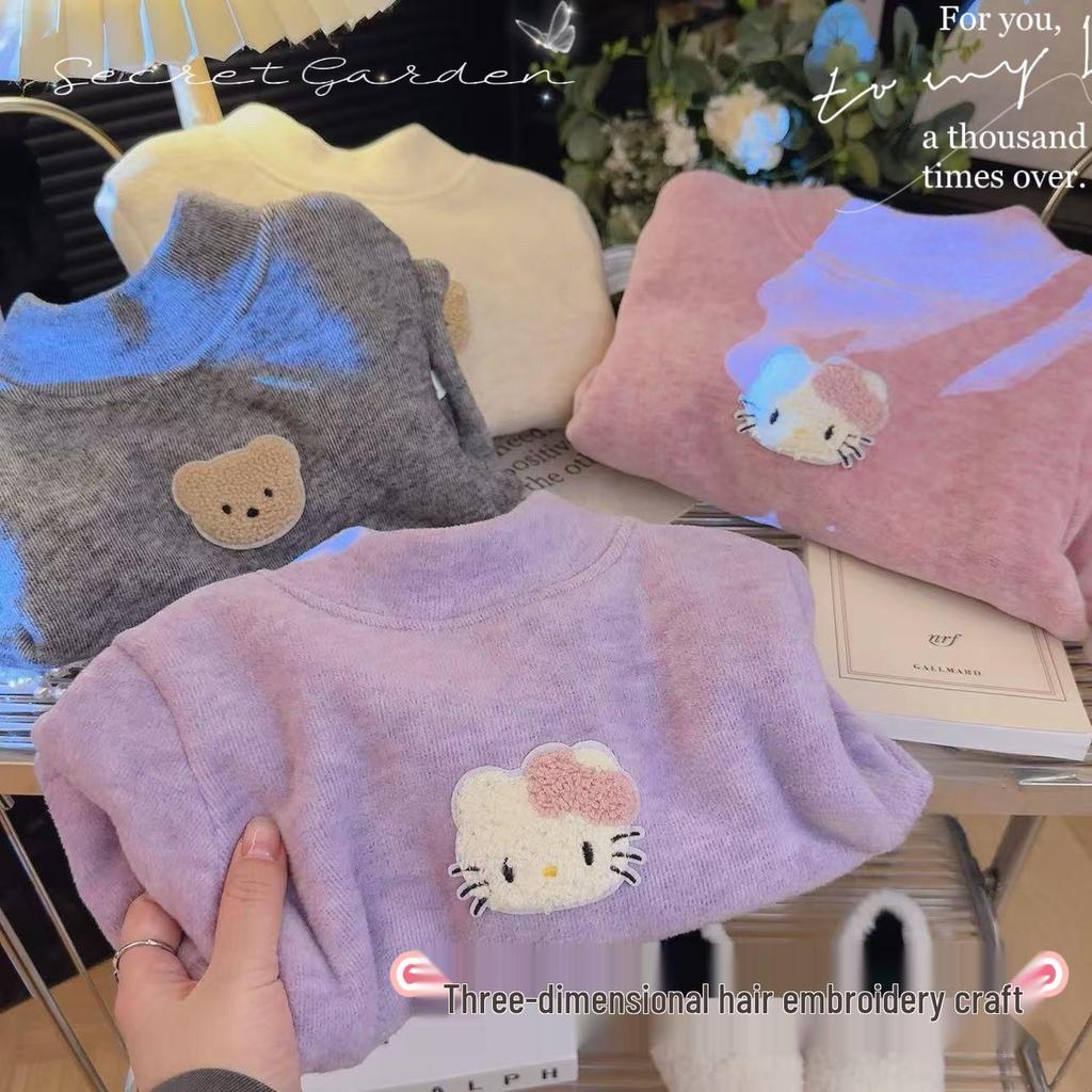 Cozy Koala Fleece Wool-Silk Base Layer Top for Babies - Warm & Versatile Autumn/Winter Wear