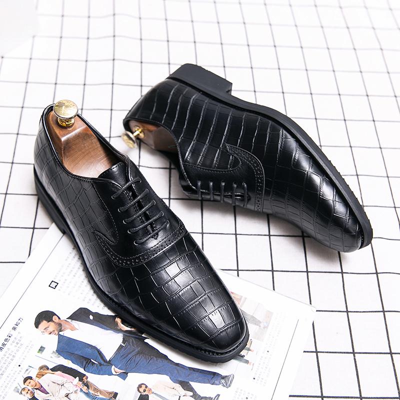 

Fashion Dress Shoes Men Black Brown European and American Lace Up Business Wedding Banquet Fashionable Derby Shoes Size 38-48 Men Shoes 48 чёрный