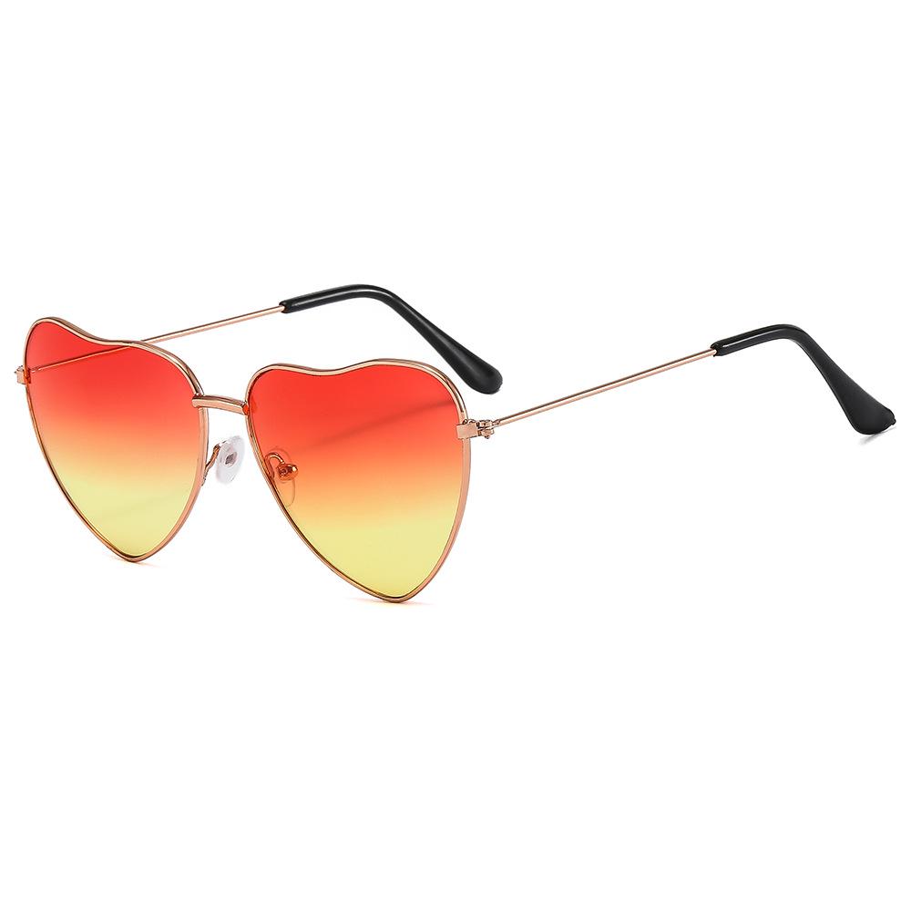 Retro Peach Heart Metal Frame Sunglasses with Ocean Lenses for Women