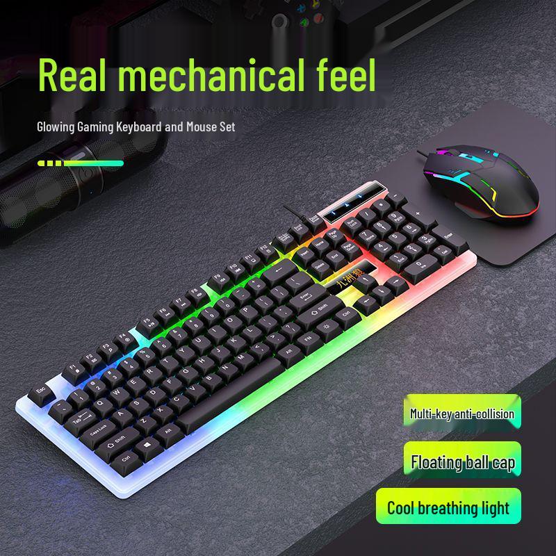 Silent Luminous Keyboard and Mouse Set, Multi-Key Anti-Ghosting with USB for Desktop and Laptop.