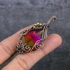 Bi-Color Tourmaline Handmade Copper Wire Wrap Jewelry Pendant 2.56" O3W37