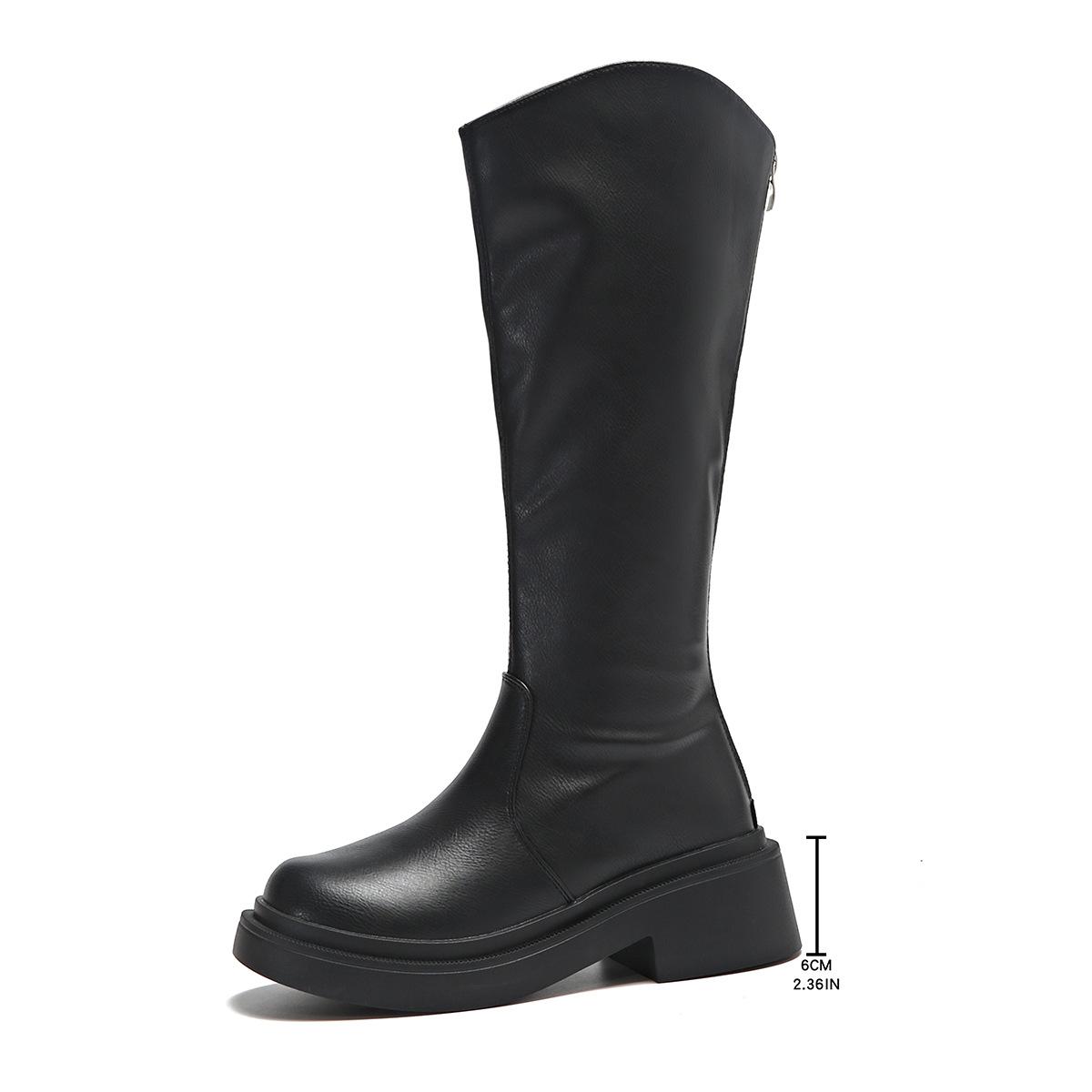 

Fashion Comemore Long Fashion Boots Women s Autumn Winter Shoes Round Head High Heel Back Zipper Soft Leather Female Knee High Botas 35 чёрный