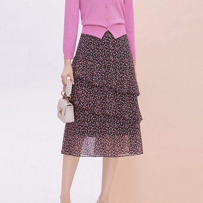 JESSIE Mulberry Silk Youthful Tiered A-line Skirt
