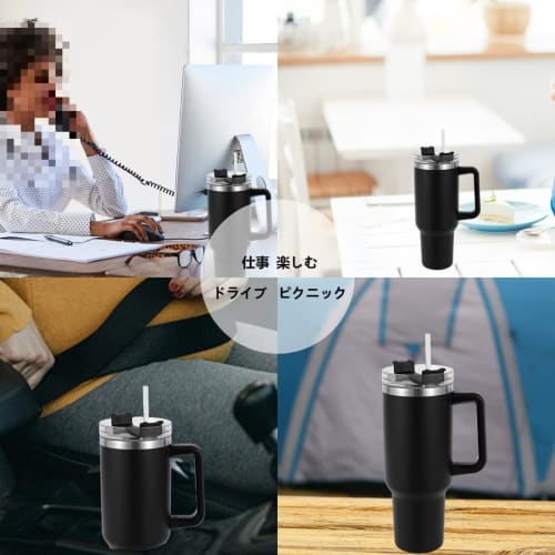 Eyawe Thermos with Lid, Handle, and Straw, Vacuum Insulated, Double-Walled Wall, Large Capacity, Keeps Hot or Cold, Spill-Proof, Stainless Steel Kettl