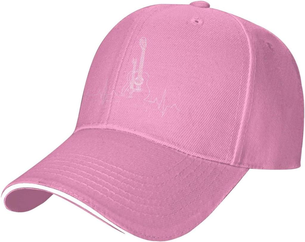 Acoustic Guitar Heartbeat EKG Baseball Cap Unisex Adjustable Polyester Music Lover Dad Hat