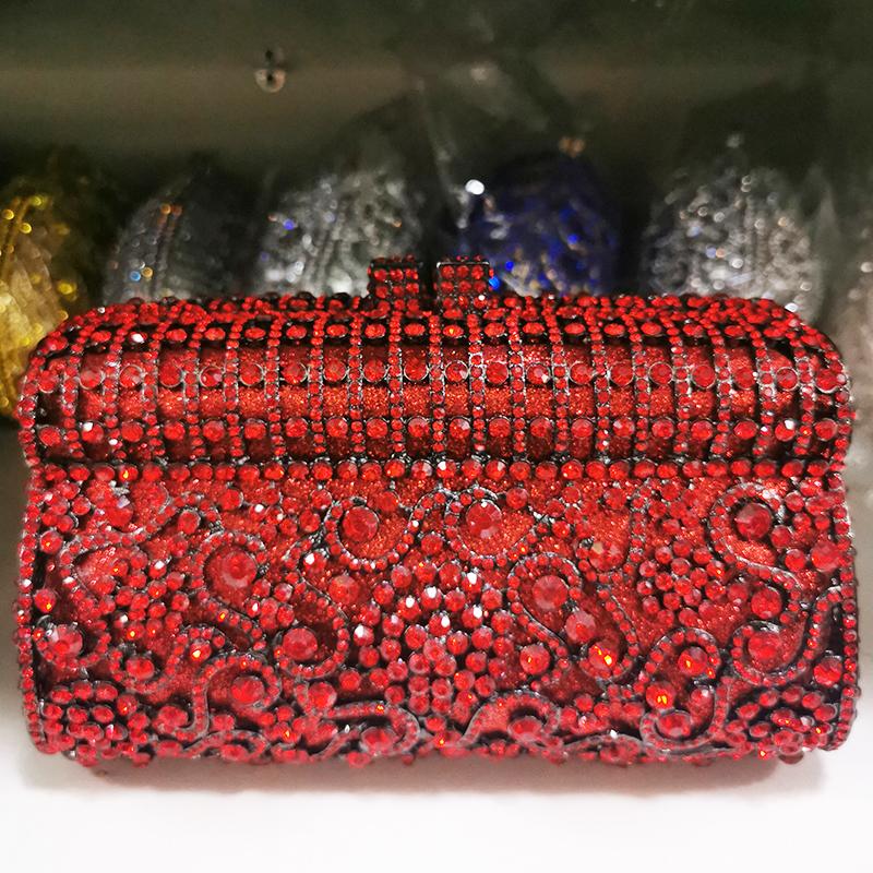 

WHTUOHENG Crystal Bags Lady Evening Clutch Bag Champagne/Silver/Gold Women Party Minaudiere Prom Handbags Wedding Rhinestone 19cmX13cmX7cm красный