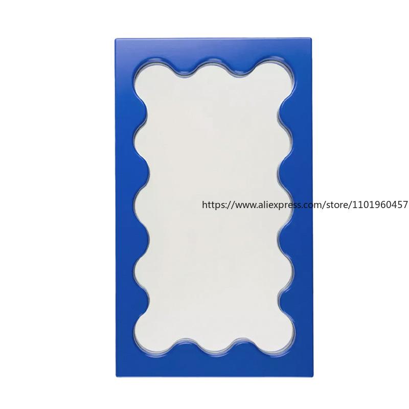 Nordic Ins-Style Rectangular Wavy Dressing Desktop Makeup Mirror Wall Bathroom Bedroom Entrance Mirror