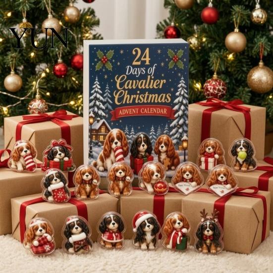 Stocking Stuffers for Pet Lovers 2026 Christmas Dog Advent Calendar, 24 2D Acrylic Puppy Ornaments Countdown Themed Holiday Gifts Cartoon Festive