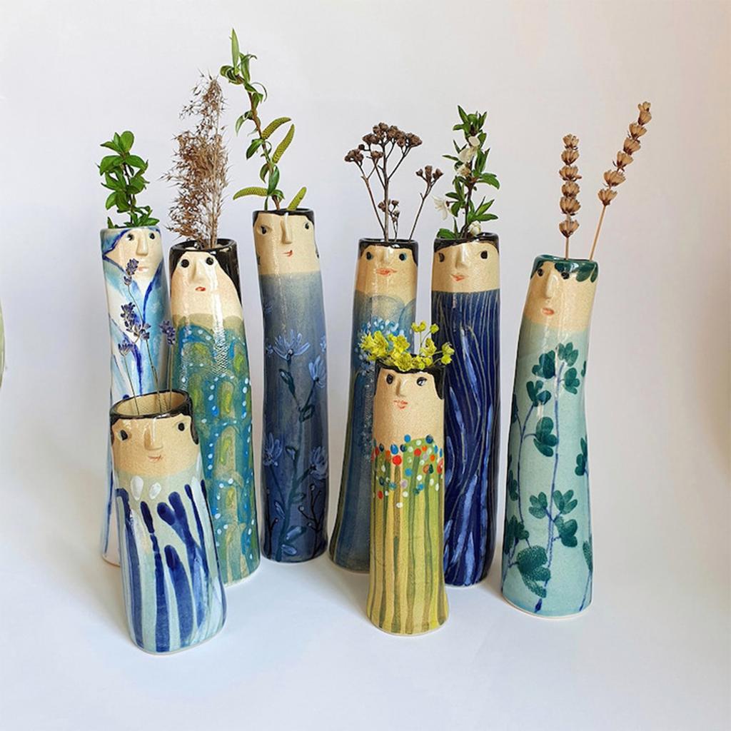 Bohemian Family Face Flower Vase Exquisite Creative Handmade Dried Flower Vase Home Furnishings Gifts for Friends Family