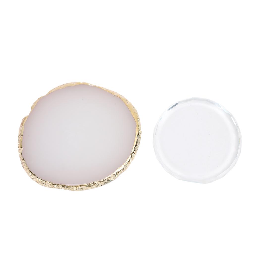 Nail Art Polish Palette Glass Resin Gilded Edges Nail Art Makeup Mixing Tray for Nail Salon DIY Enthusiasts 2pcs