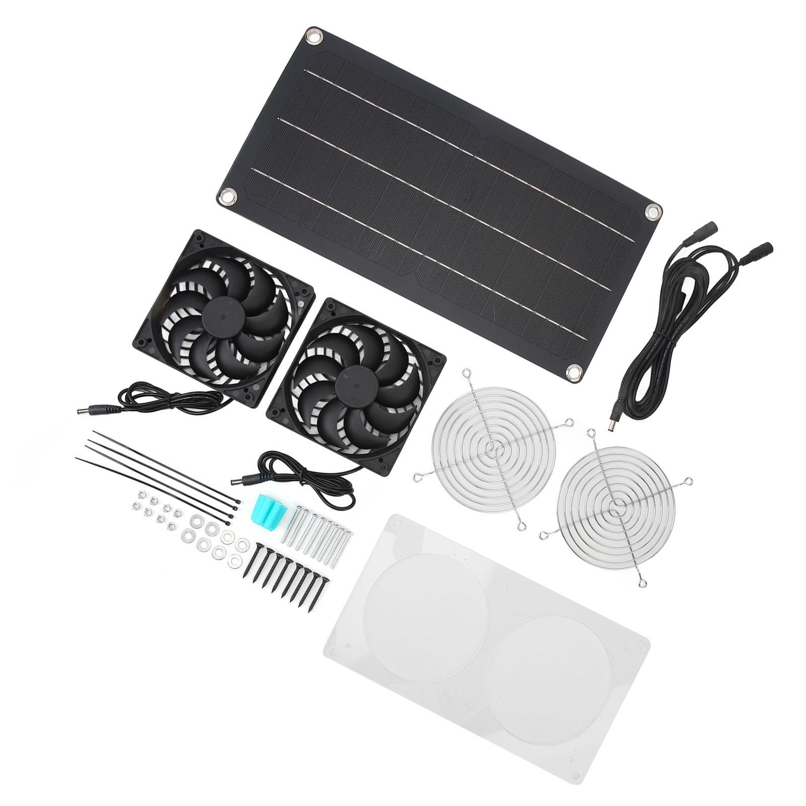 Solar Powered Fan 10W 6V Portable Monocrystalline Silicon PET Laminated Solar Panel Fans Kit for Greenhouse RV Pet House