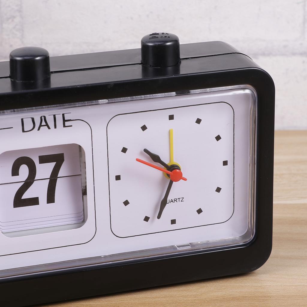 Simple Clock with Manual Date Week Adjustment Time Display Clock for Living Room Desk Use White