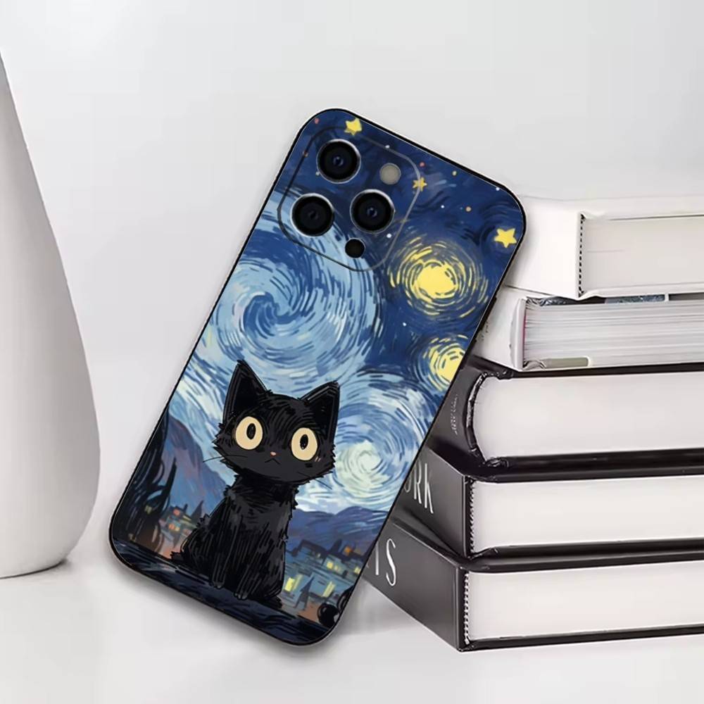 

Art Van Gogh Starry sky Phone Case For iPhone17,16,15,14,13,12,11 Plus,Pro Others Soft Black Cover iPhone14Plus