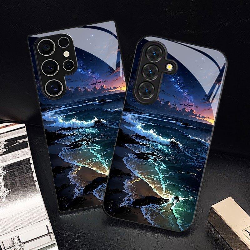 Samsung S26ULTRA Mobile Phone Case S25 Starry Sky Beach Night View S24 Tempered Glass A16 Protective Case A07