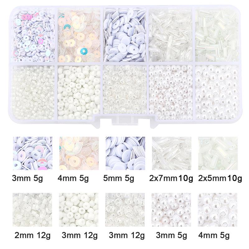 8/10/12/15 Grid Box: Seed Beads, Sequins, Imitation Pearls for DIY Necklaces & Phone Chains