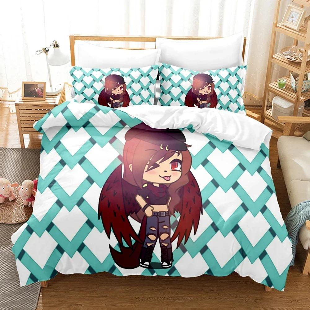 3D Anime The Gacha Girl Ložní soupravy Sada povlaku na přikrývku s povlakem na polštář Dvojlůžko Plná Velikost Queen King Ložní prádlo Domácí textil