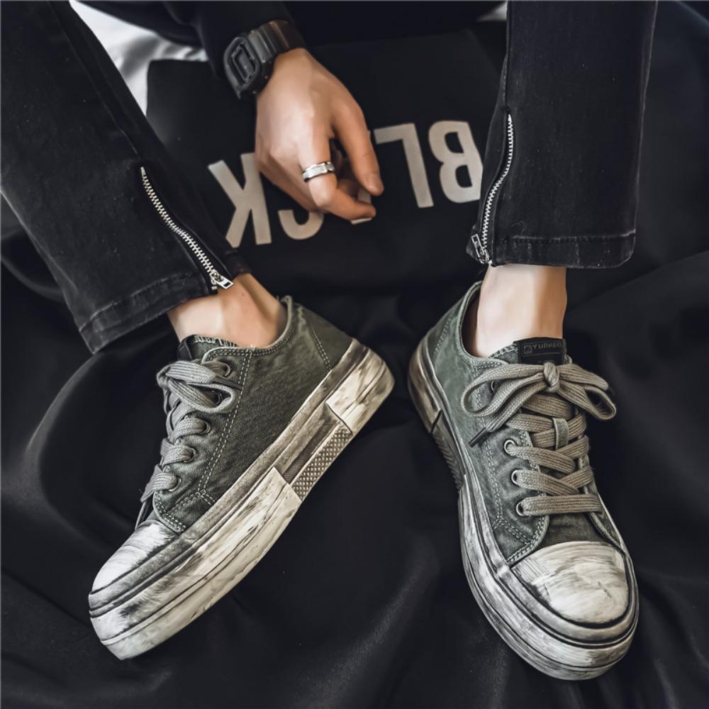 Thick Soled Canvas Shoes Men Vulcanized Shoes New Breathable Versatile Casual Shoes Retro Men's Board Shoe Sneakers for Men
