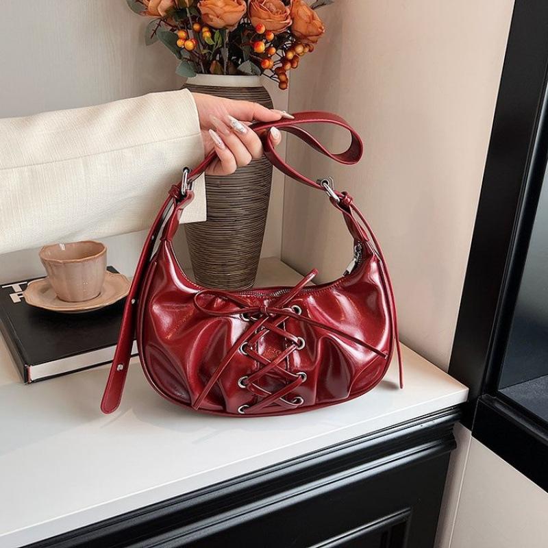Niche pleated underarm bag women's ballet style bow strap women's bag shoulder bag texture dumpling bag