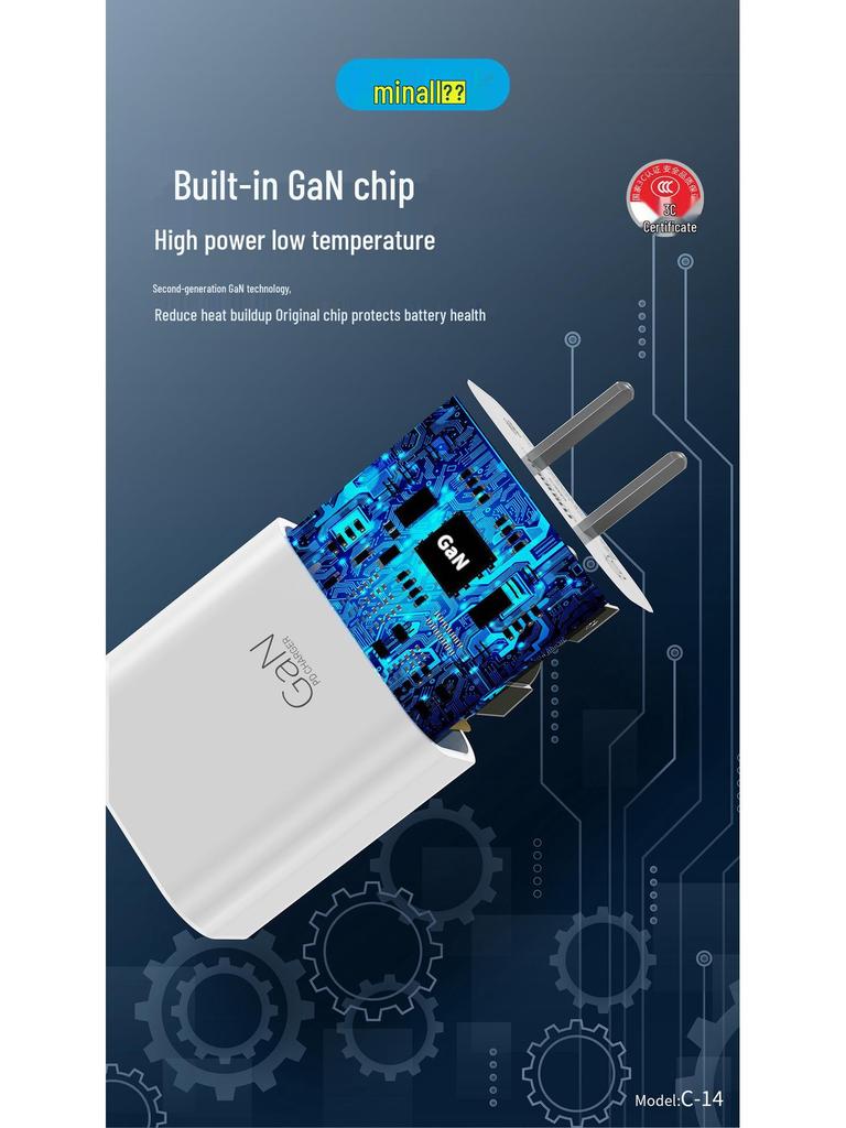 Mino 25W Dual Type-C Charger Set with C-L Cable for Apple, 3C Certified Fast Charging