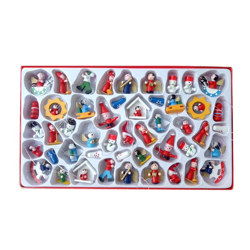 Christmas Decorative Nutcracker Christmas Tree Decorative Wooden Pendant 48 Piece Gift Box Desktop Ornament Y1157