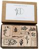 Dilib Wooden Rubber Stamp Set Plant Flower Tree Stamp Rubber Stamp Hanko Hanko Cute Cute Stamp Set Scrapbooking Illustration Craft Card Notebook 12