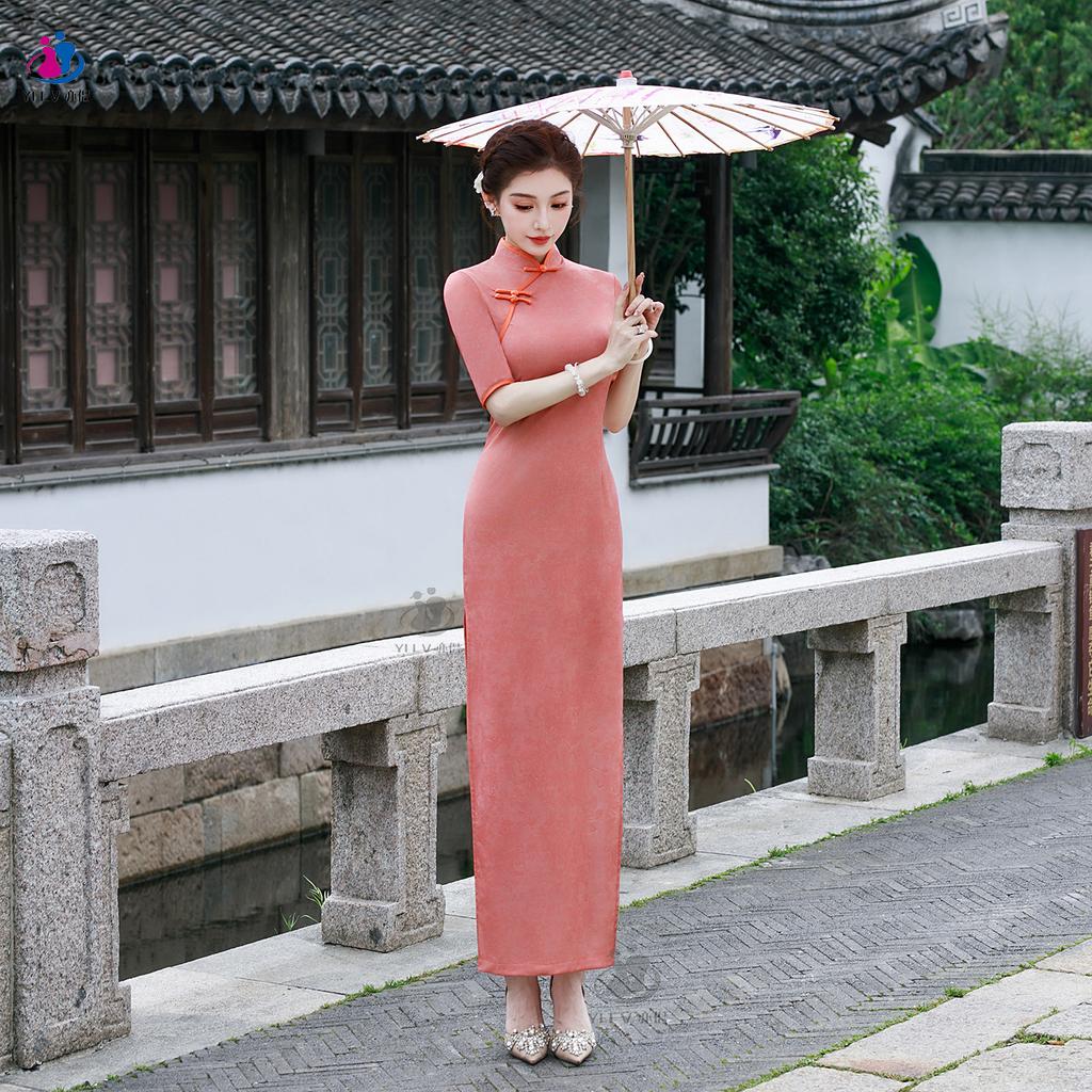 New Chinese style cheongsam skirt improved summer new mother dress retro thin performance dress