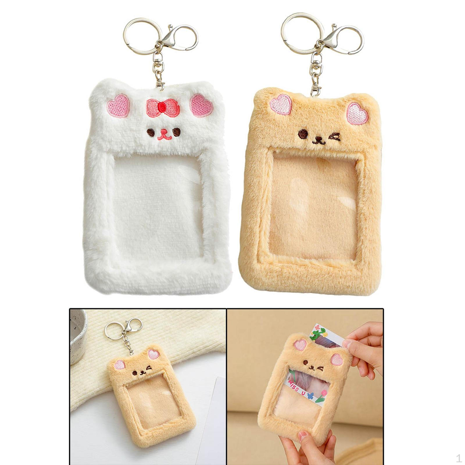 

2 Pieces Plush Photocard Holder, Convenient with Clear Window for Women Families Photos