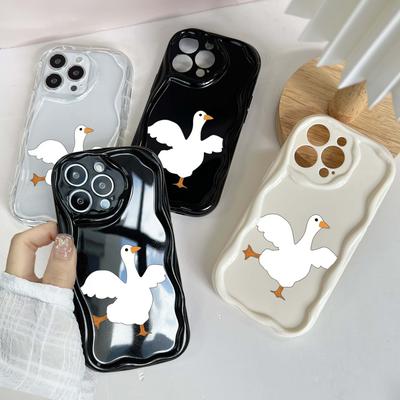 N11 DUCK DUCK Wellige Handyhülle für iPhone 15 14 13 Pro Max Samsung S24 S23 Ultra A54 A14 A12 Xiaomi Redmi 13C Huawei Honor Soft Back Cover